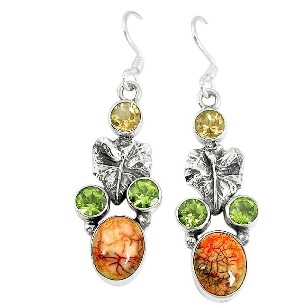 Multi color sterling opal peridot 925 sterling silver dangle earrings k43509