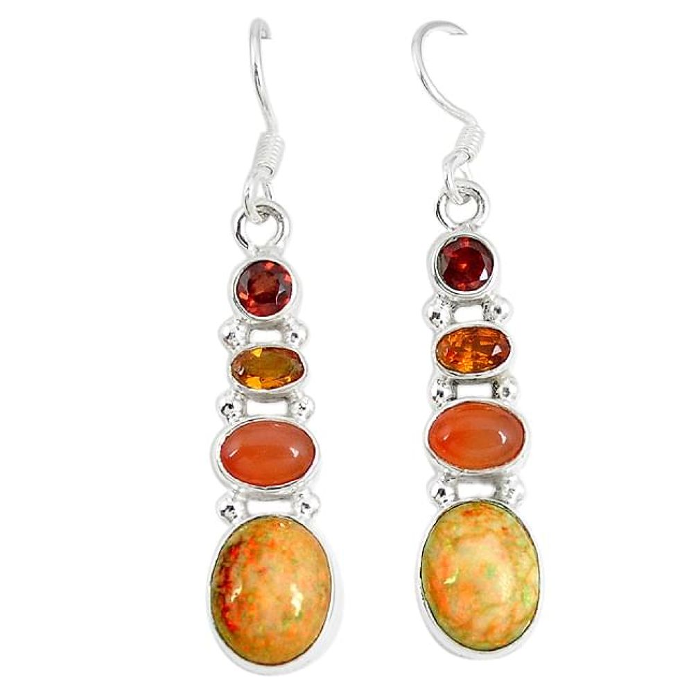 Multi color sterling opal onyx 925 sterling silver dangle earrings k43512