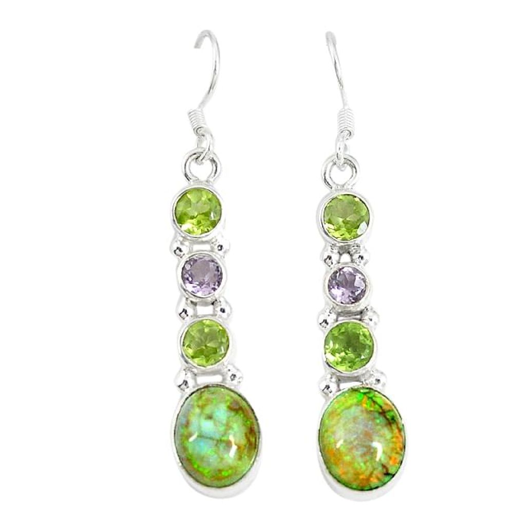 Multi color sterling opal peridot 925 sterling silver dangle earrings k43515