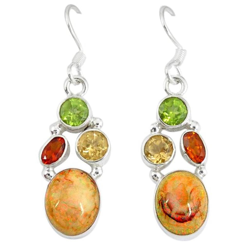 Multi color sterling opal citrine 925 sterling silver dangle earrings k43534