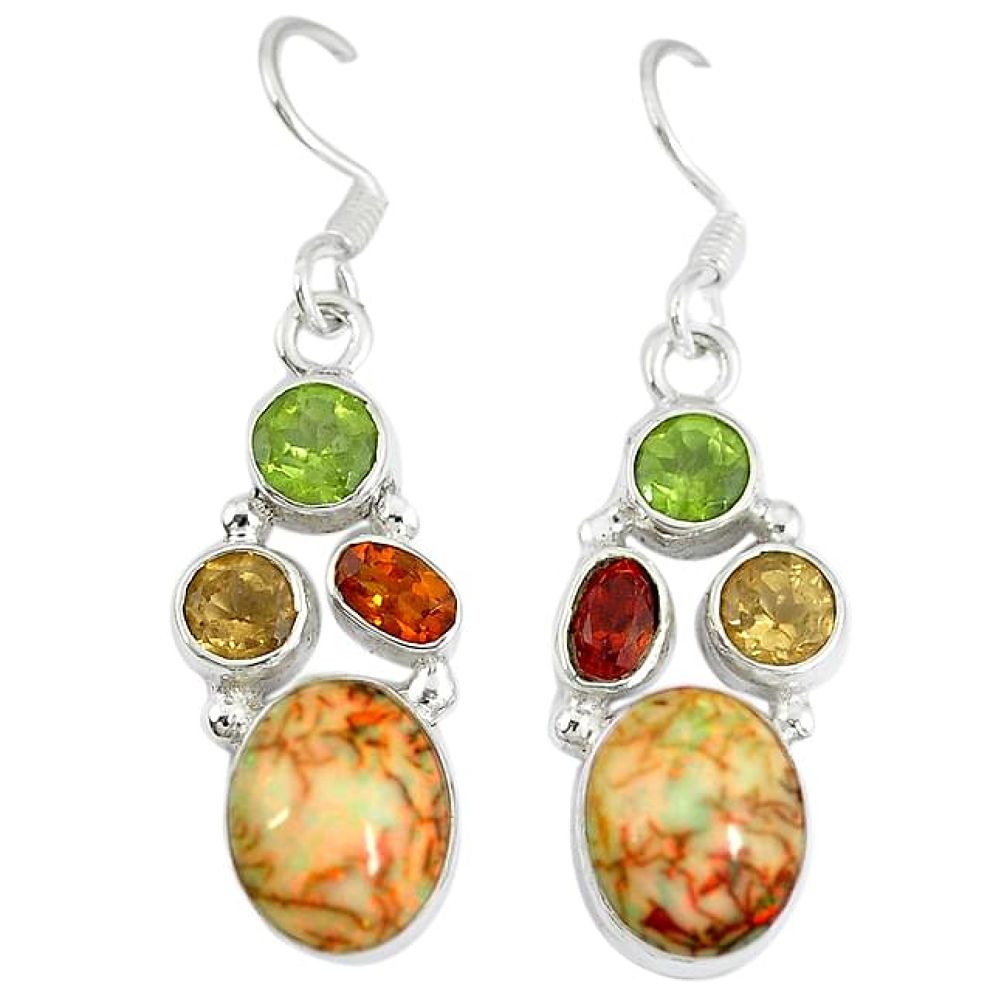 Multi color sterling opal citrine 925 sterling silver dangle earrings k43535