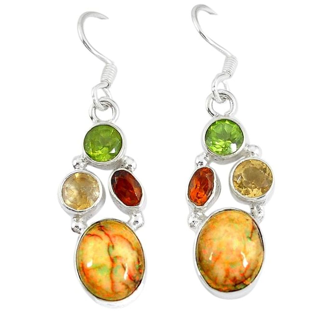 Multi color sterling opal citrine 925 sterling silver dangle earrings k43536
