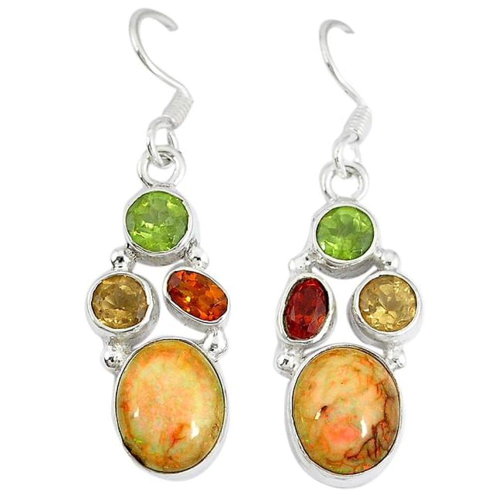 Multi color sterling opal citrine 925 sterling silver dangle earrings k43537