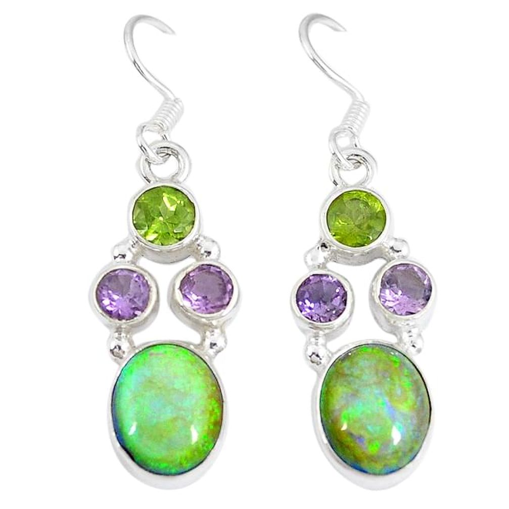 Multi color sterling opal amethyst 925 sterling silver dangle earrings k43549