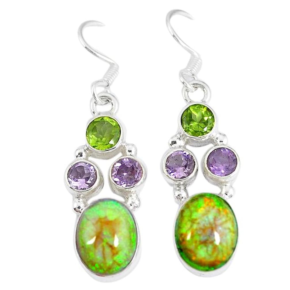 925 sterling silver multi color sterling opal amethyst dangle earrings k43550