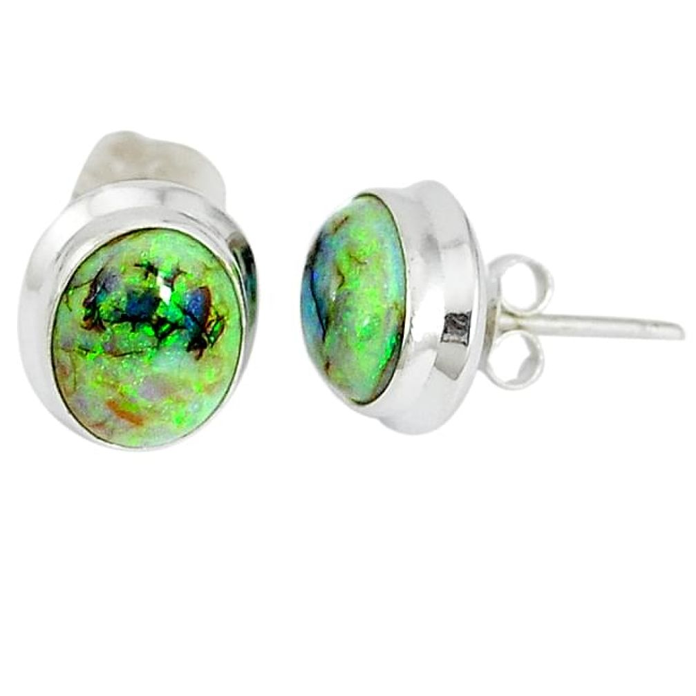 Multi color sterling opal 925 sterling silver stud earrings jewelry k43617