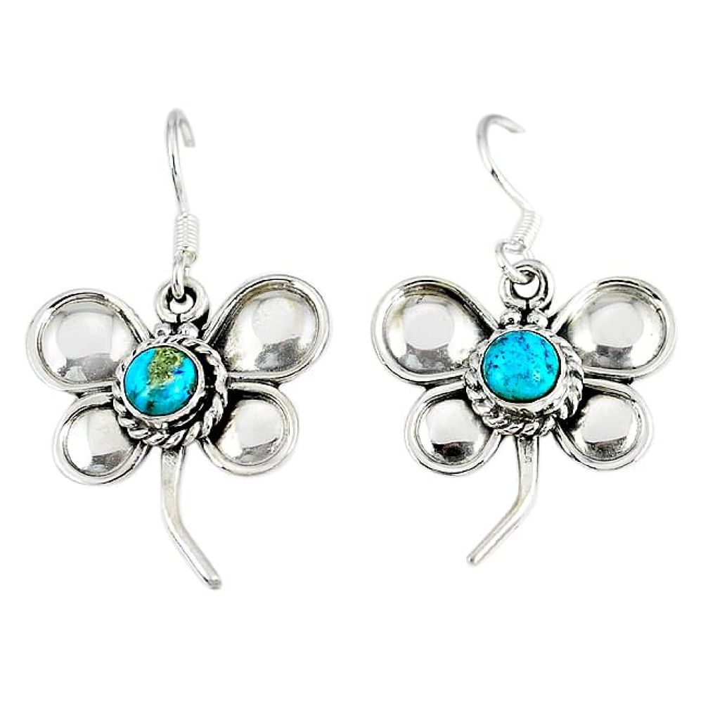 Natural blue magnesite 925 sterling silver butterfly earrings jewelry k43840