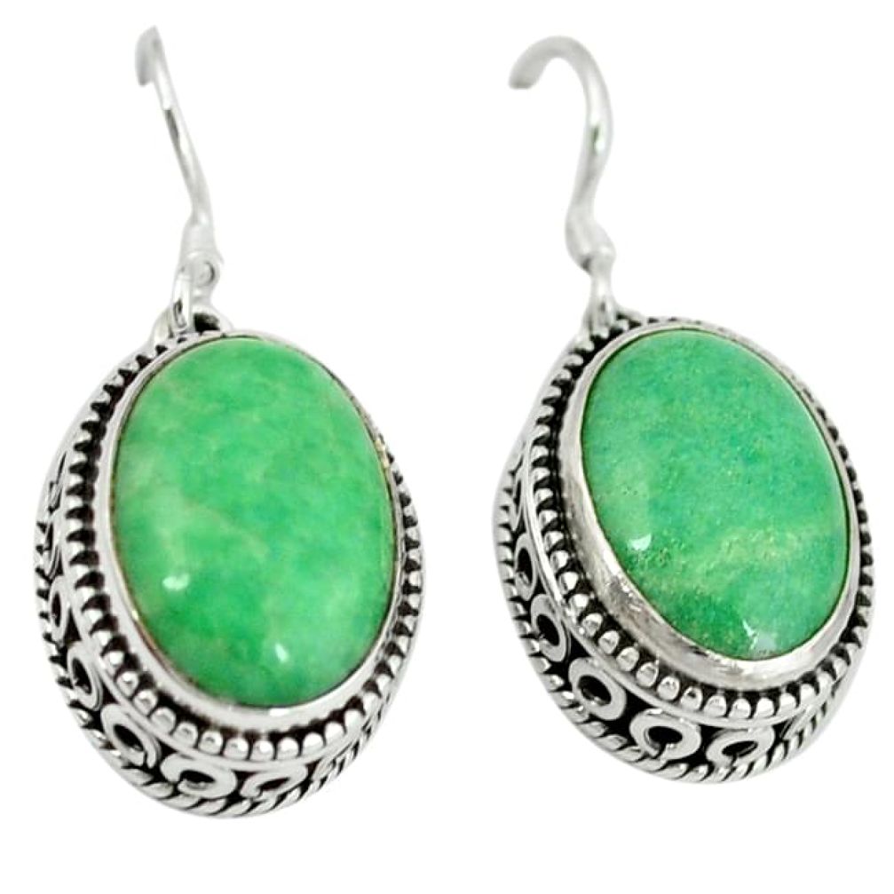 Natural green variscite 925 sterling silver dangle earrings jewelry k45223