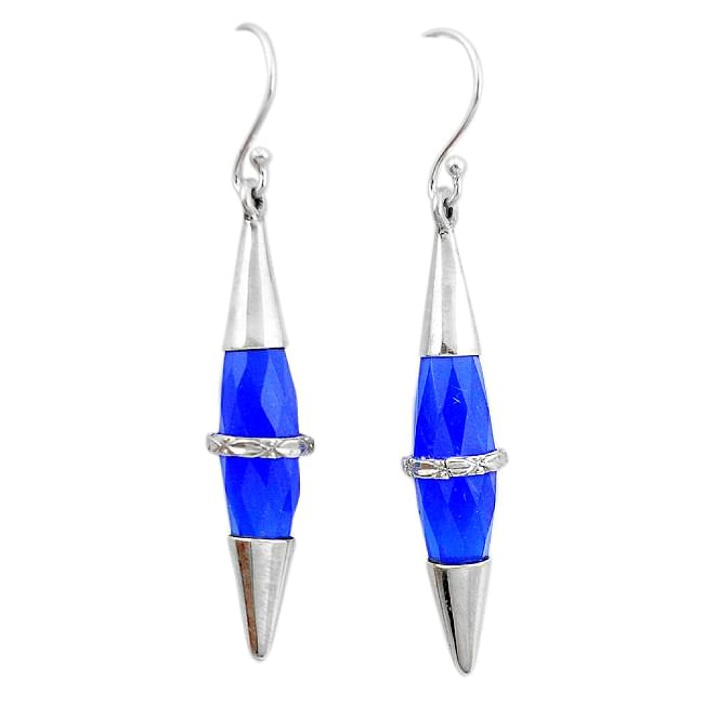 Blue jade 925 sterling silver dangle earrings jewelry k55193