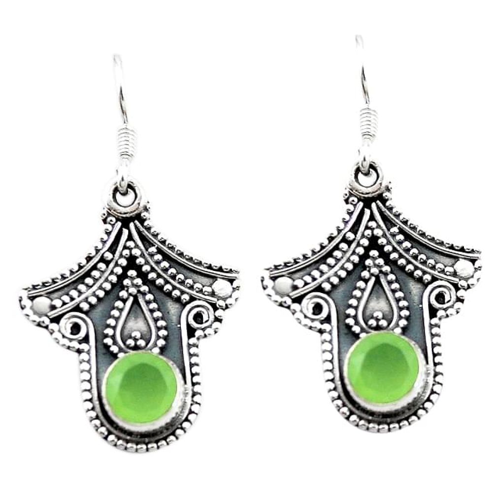 925 sterling silver natural green prehnite dangle earrings jewelry k55250