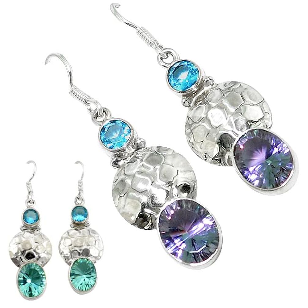 Blue alexandrite (lab) topaz 925 sterling silver dangle earrings jewelry k62189