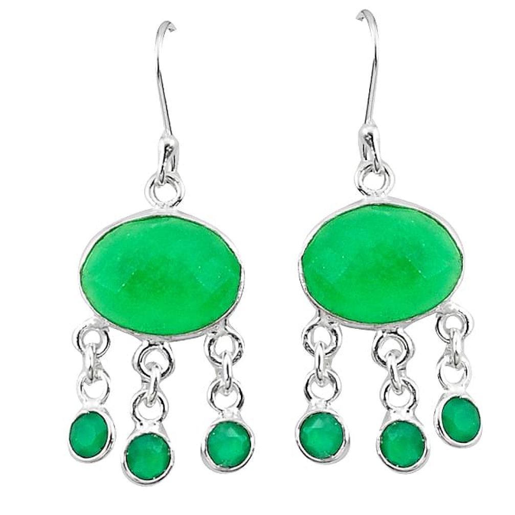 Green jade chalcedony 925 sterling silver chandelier earrings k62433