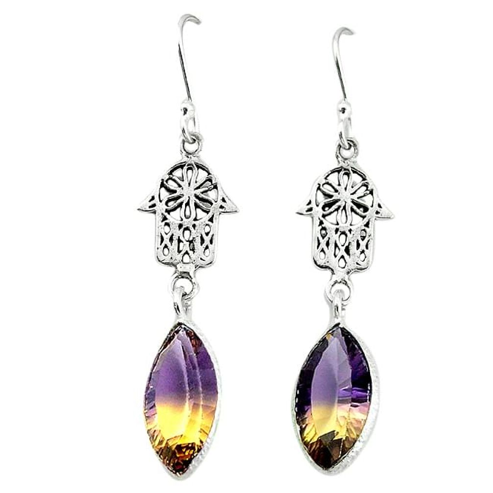 Multi color ametrine (lab) 925 silver hand of god hamsa earrings k66928