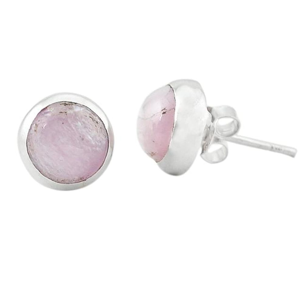 925 sterling silver natural pink kunzite round stud earrings jewelry k70114