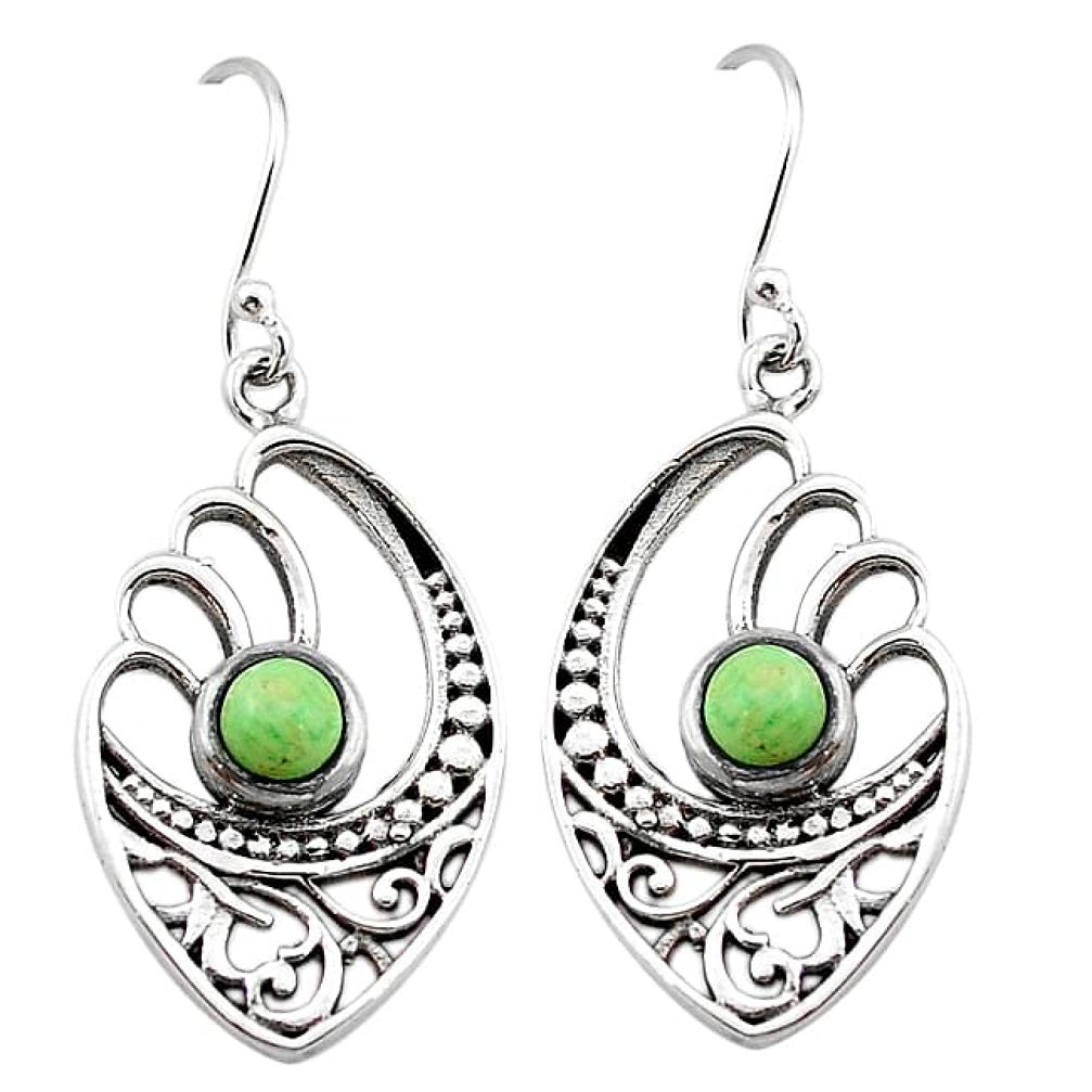 Natural green variscite 925 sterling silver dangle earrings jewelry k70961