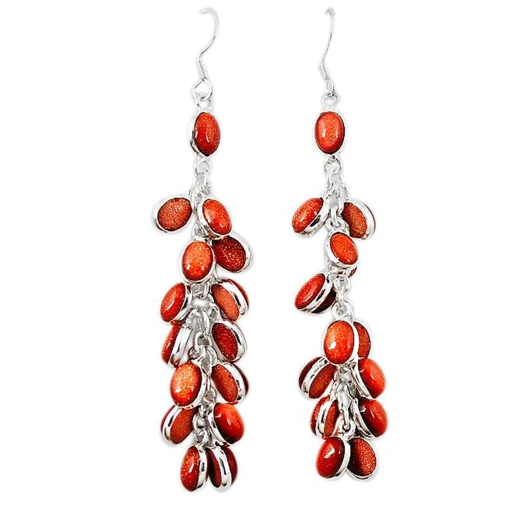 925 sterling silver natural brown goldstone earrings jewelry k73326