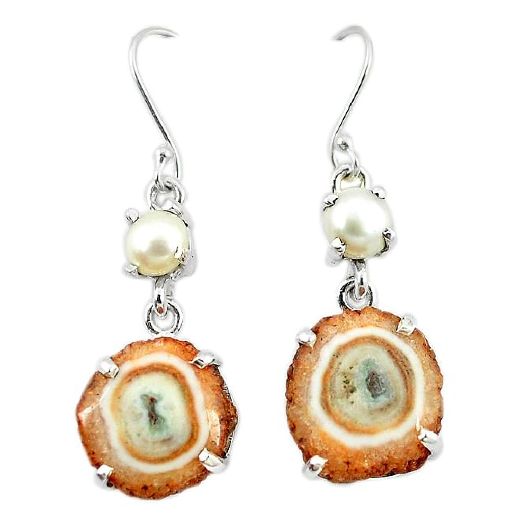 925 sterling silver natural white solar eye pearl dangle earrings k77289