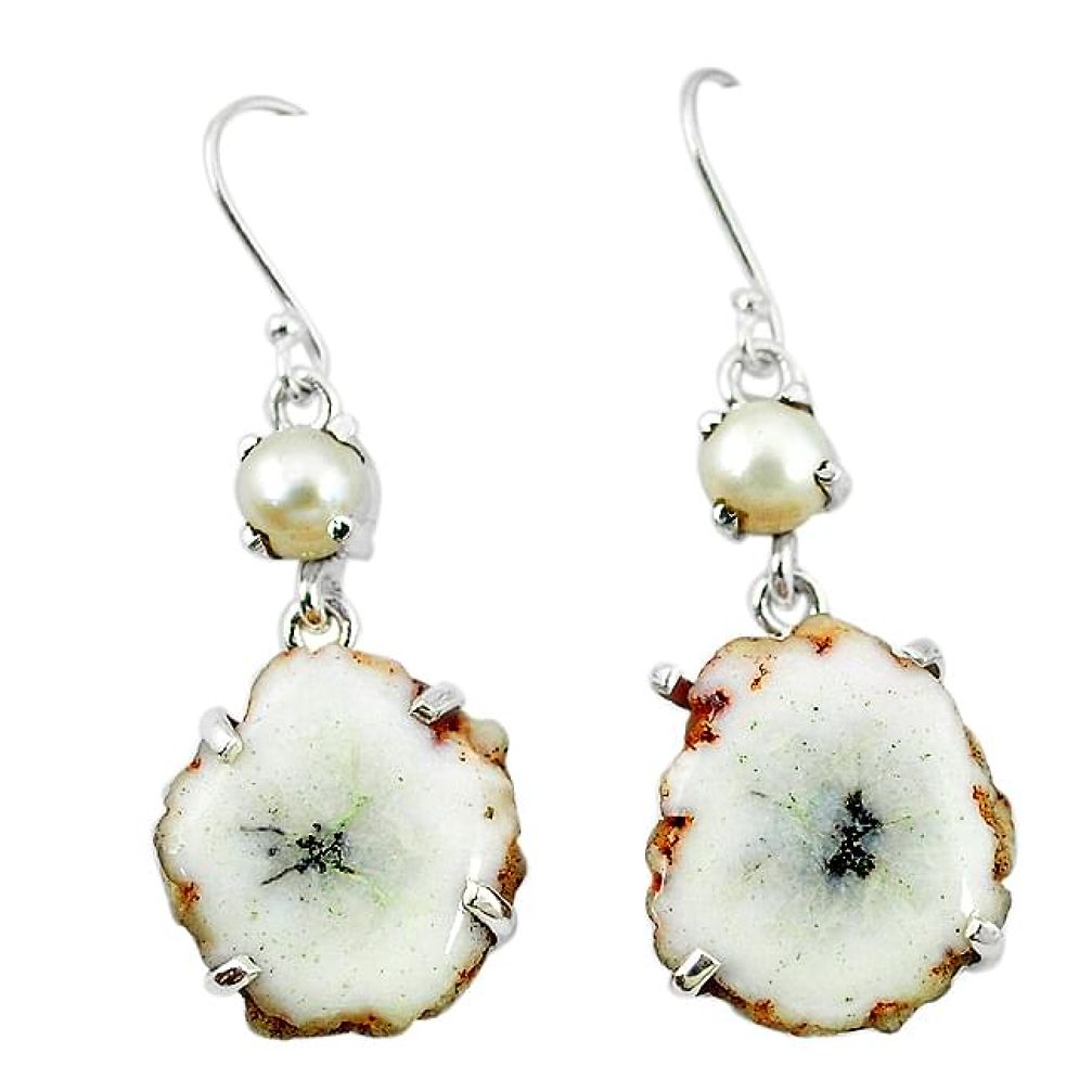 925 silver natural white solar eye pearl dangle earrings jewelry k77293