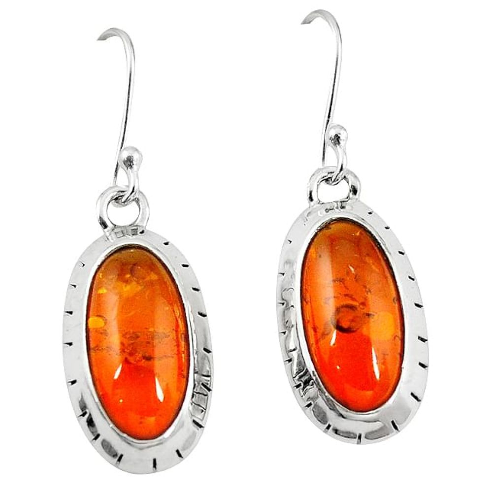 925 sterling silver orange amber oval dangle earrings jewelry k83199