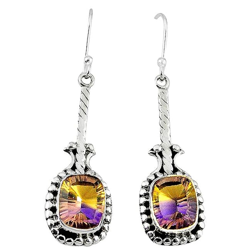 Multi color ametrine (lab) 925 sterling silver dangle earrings k83633