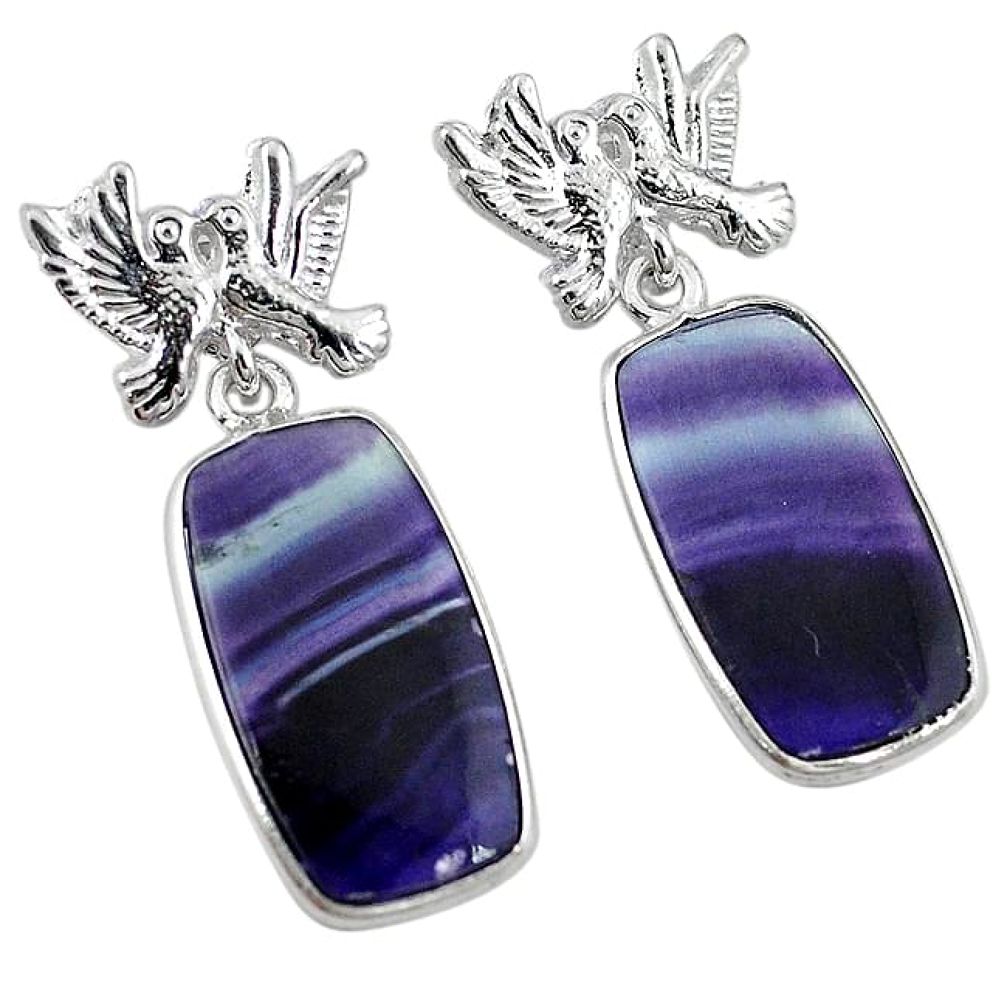 Natural multi color fluorite 925 sterling silver earrings jewelry k85317