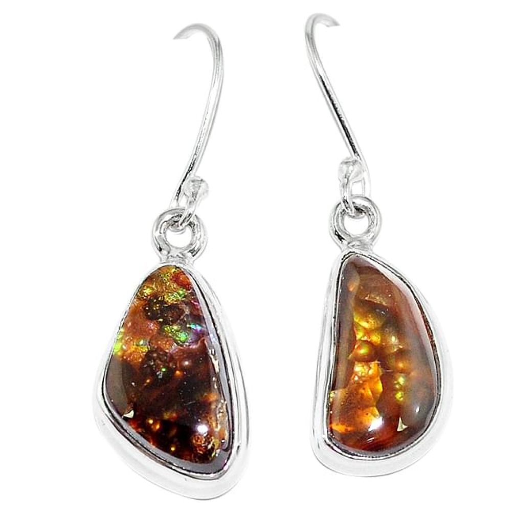 Natural multi color mexican fire agate 925 sterling silver earrings k87428