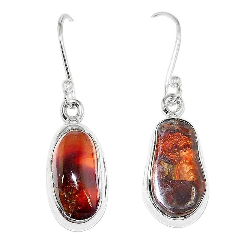 Natural multi color mexican fire agate 925 sterling silver earrings k87432