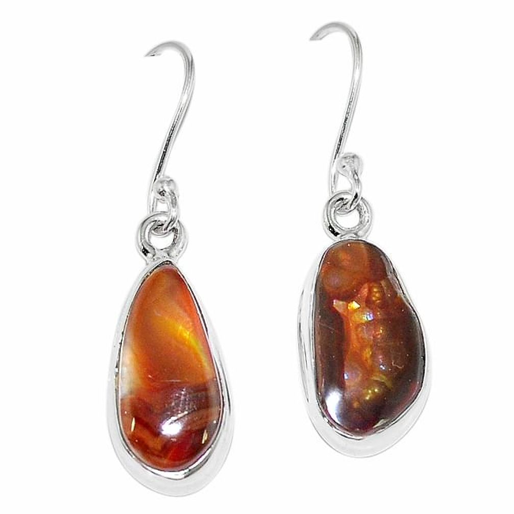 Natural multi color mexican fire agate 925 silver earrings jewelry k87436