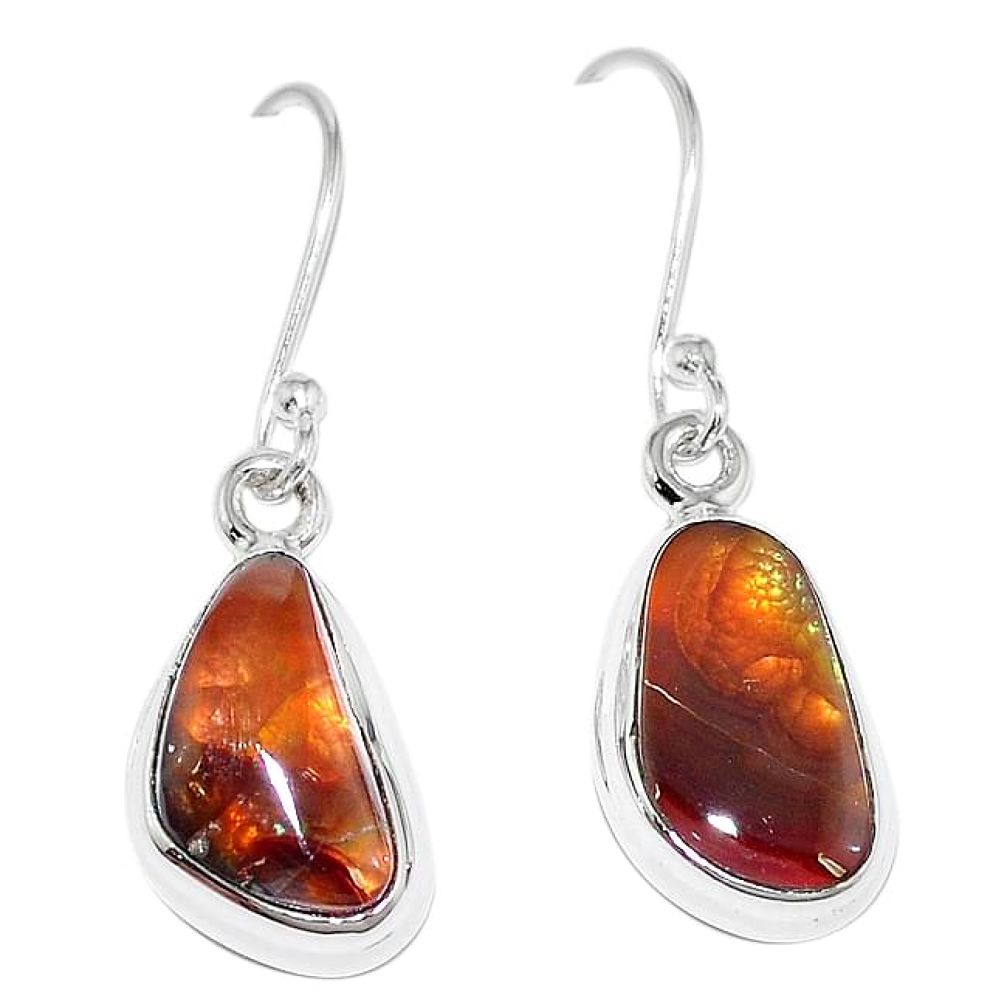 925 sterling silver natural multi color mexican fire agate earrings k87437