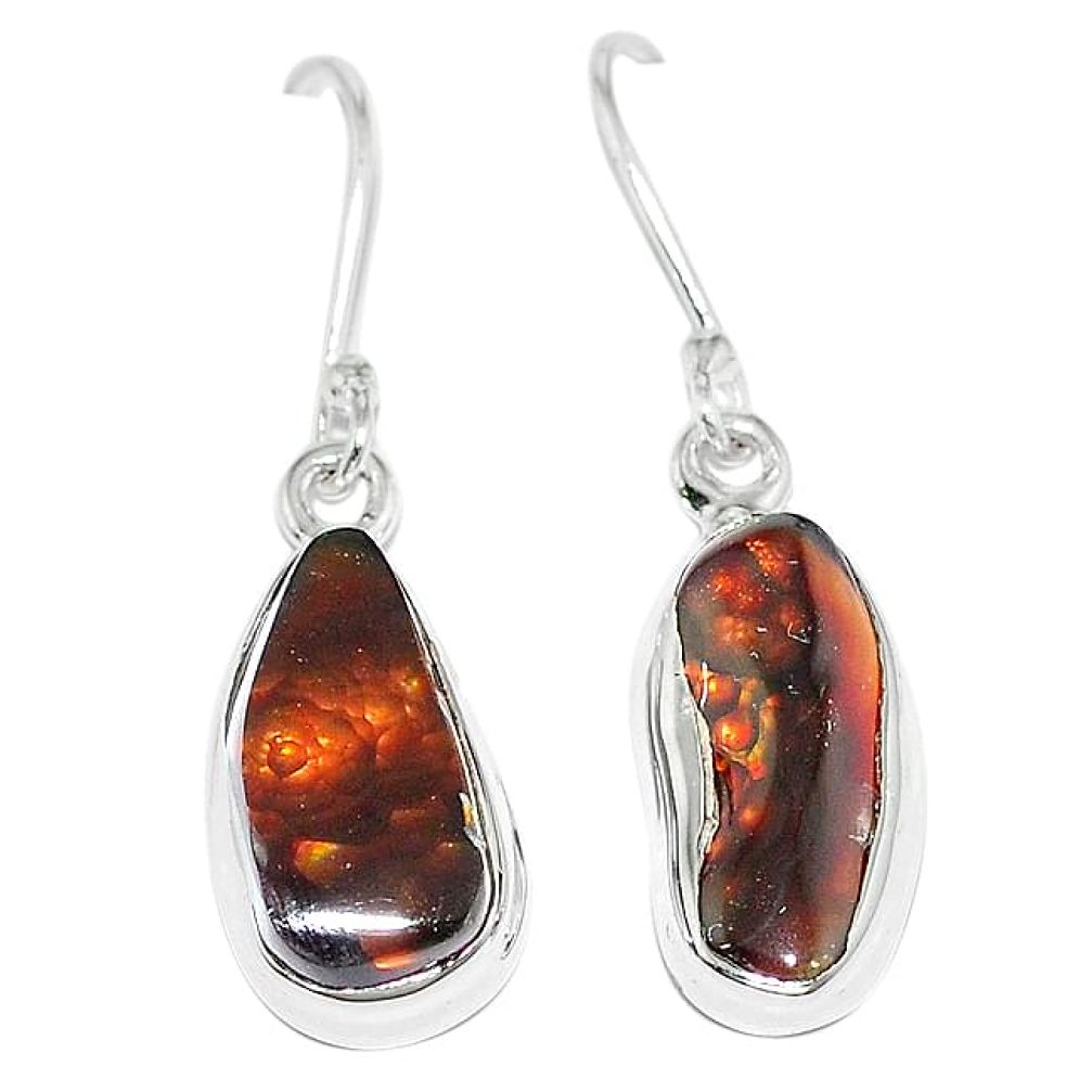 925 sterling silver natural mexican fire agate earrings k87440