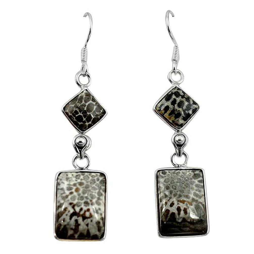 925 silver natural black stingray coral from alaska dangle earrings k91139