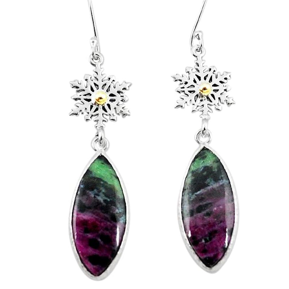 Natural pink ruby zoisite 925 sterling silver dangle earrings jewelry k94333