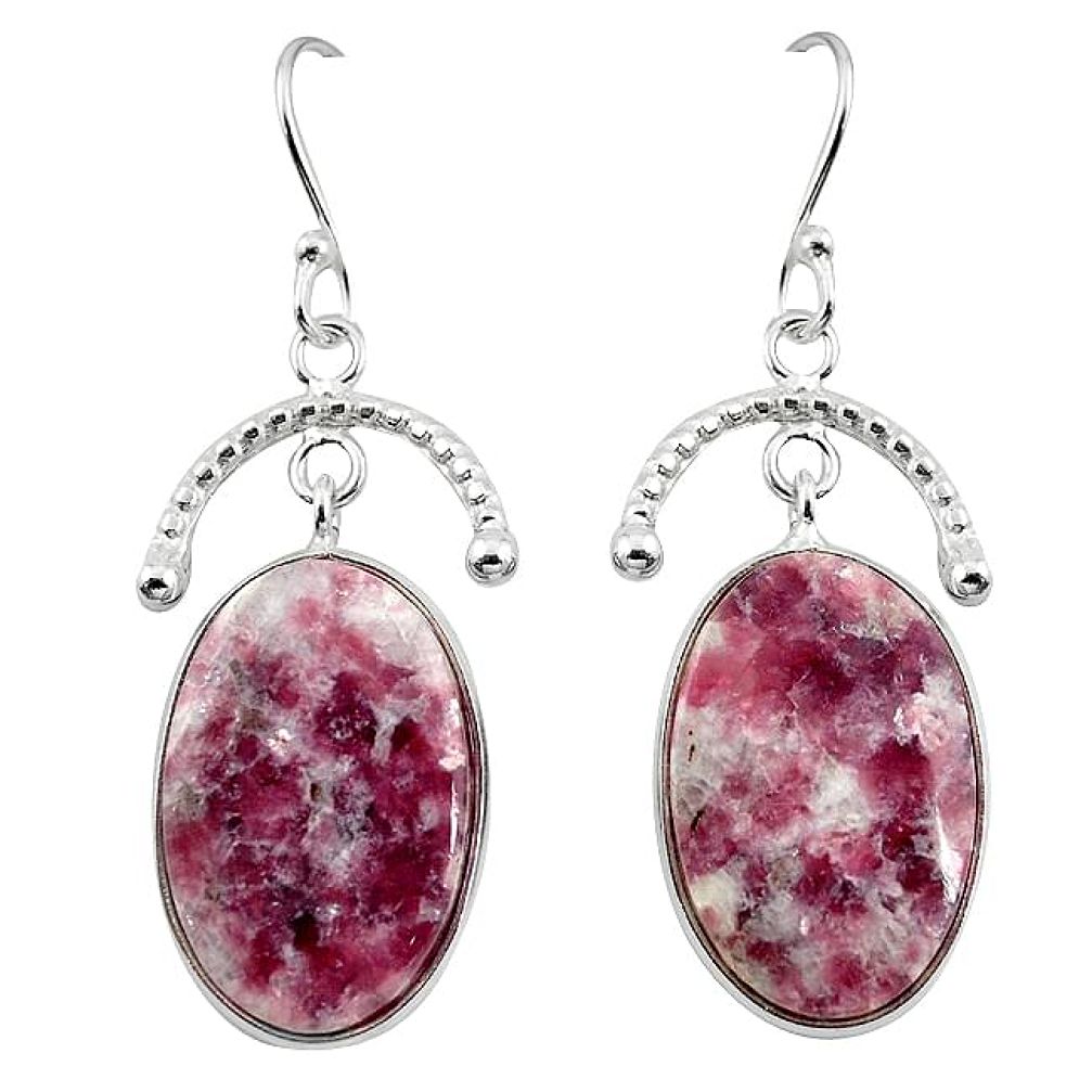 Natural purple lepidolite 925 sterling silver dangle earrings jewelry k95918