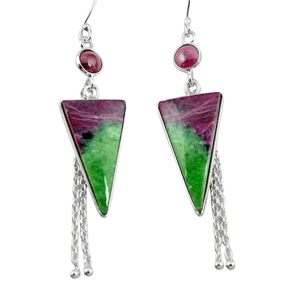 925 silver natural pink ruby zoisite red garnet dangle earrings jewelry k96004