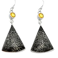 925 silver natural black stingray coral from alaska dangle earrings k96405