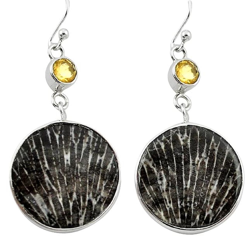 925 silver natural black stingray coral from alaska dangle earrings k96416
