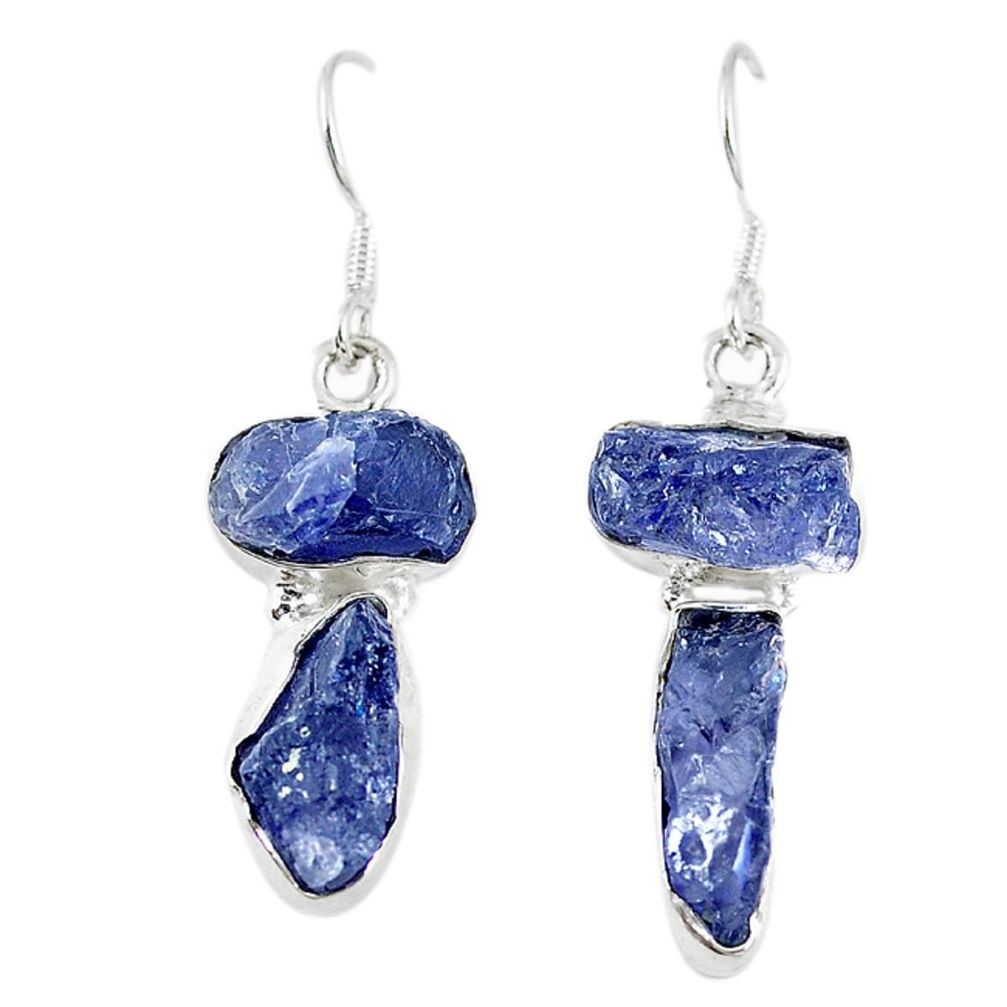 Natural blue iolite rough 925 sterling silver earrings jewelry m11083