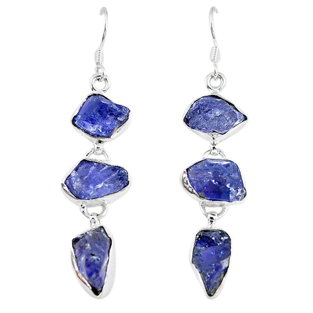 Natural blue iolite rough 925 sterling silver earrings jewelry m11219