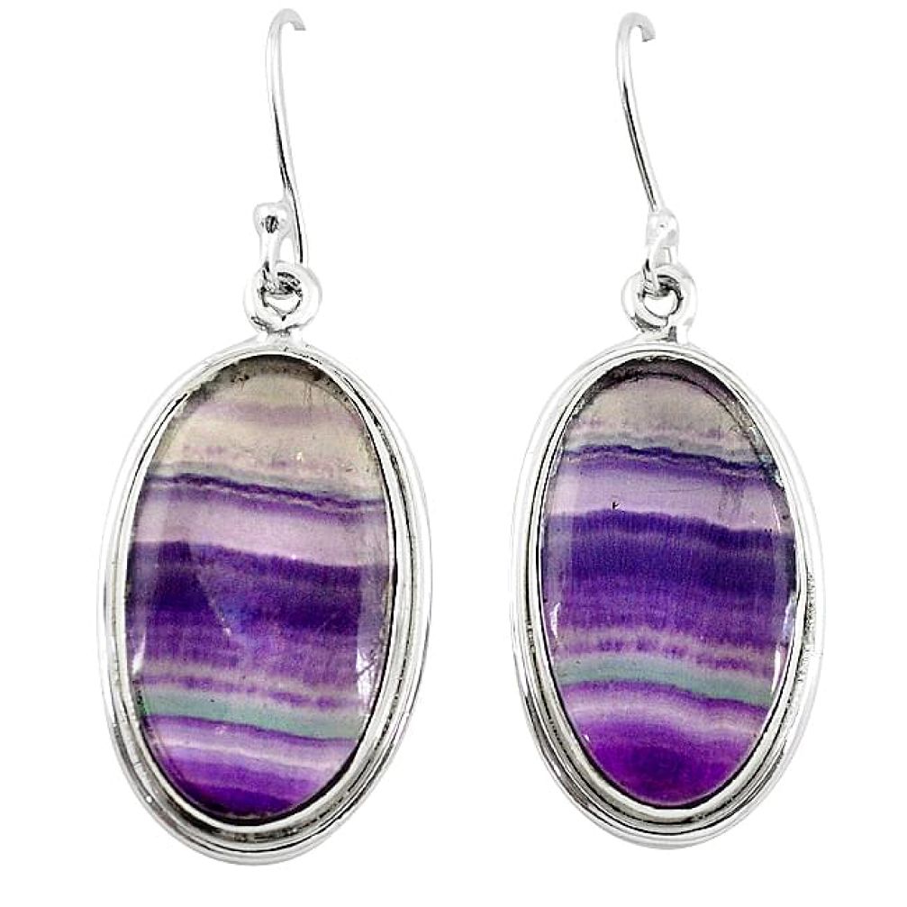 Natural multi color fluorite 925 sterling silver dangle earrings m1659