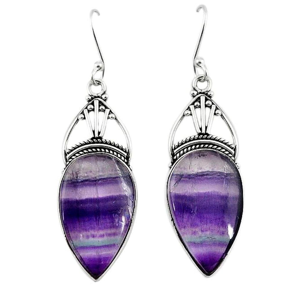 925 sterling silver natural multi color fluorite dangle earrings m1669