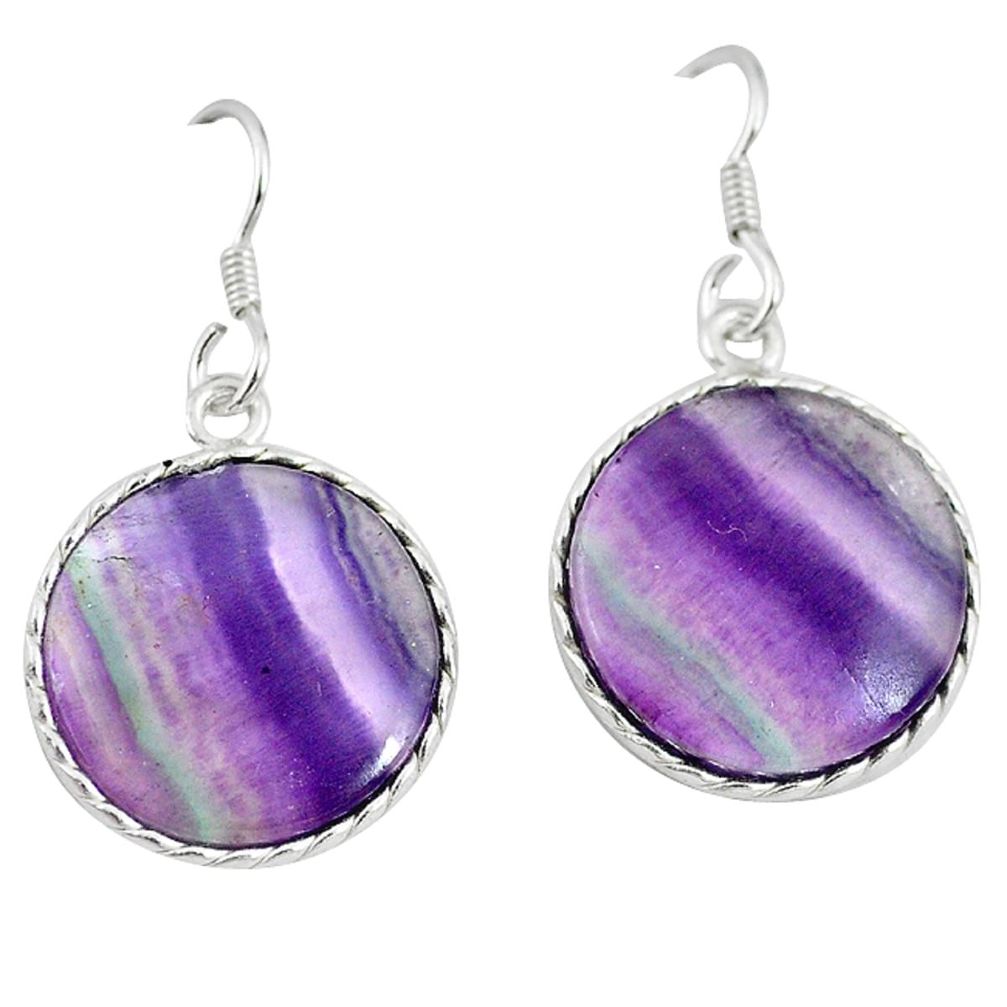 Natural multi color fluorite 925 sterling silver dangle earrings m1901