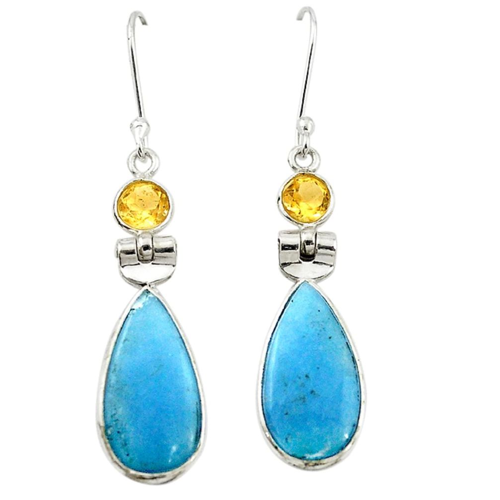 925 silver natural blue angelite citrine dangle earrings jewelry m20284