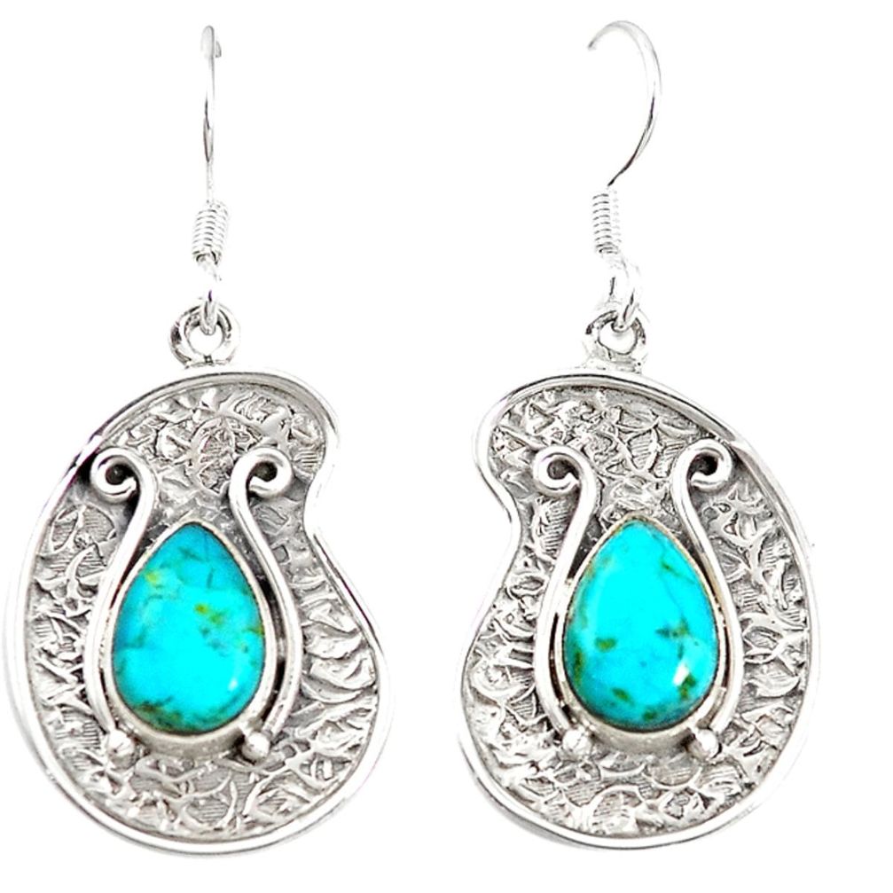 Blue arizona mohave turquoise 925 sterling silver dangle earrings m21033