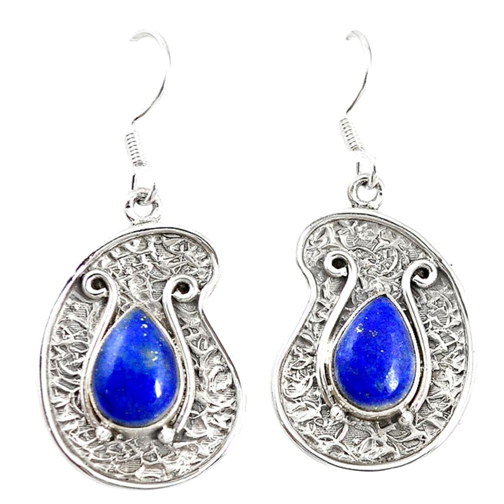 Natural blue lapis lazuli 925 sterling silver dangle earrings jewelry m21034
