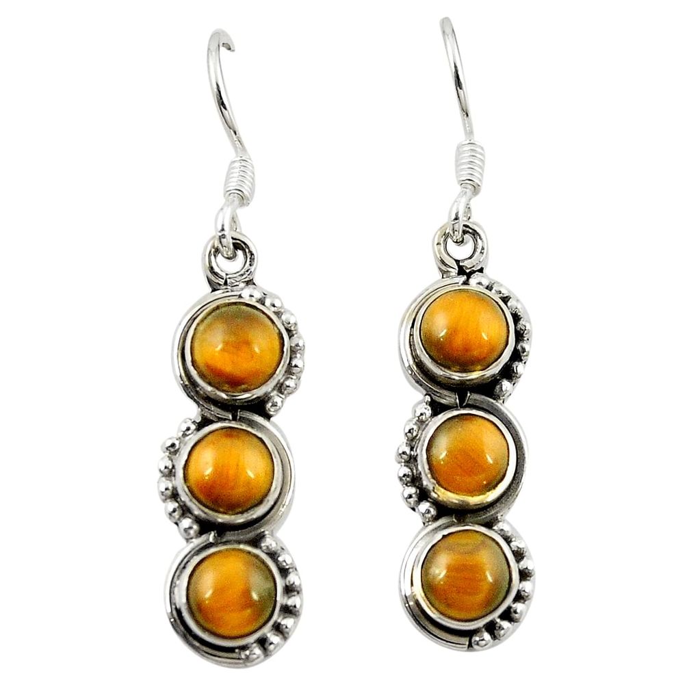 925 sterling silver natural brown tiger's eye dangle earrings jewelry m26264