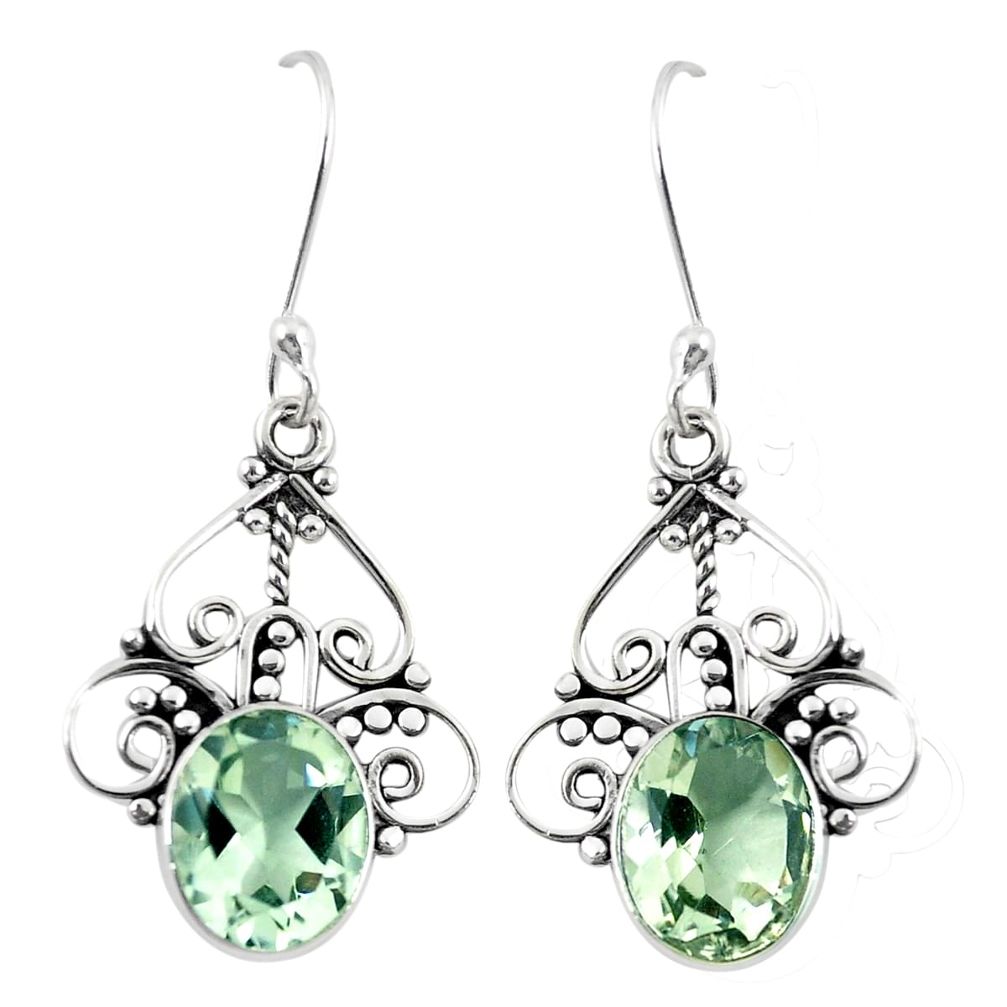 Natural green amethyst 925 sterling silver dangle earrings jewelry m29596