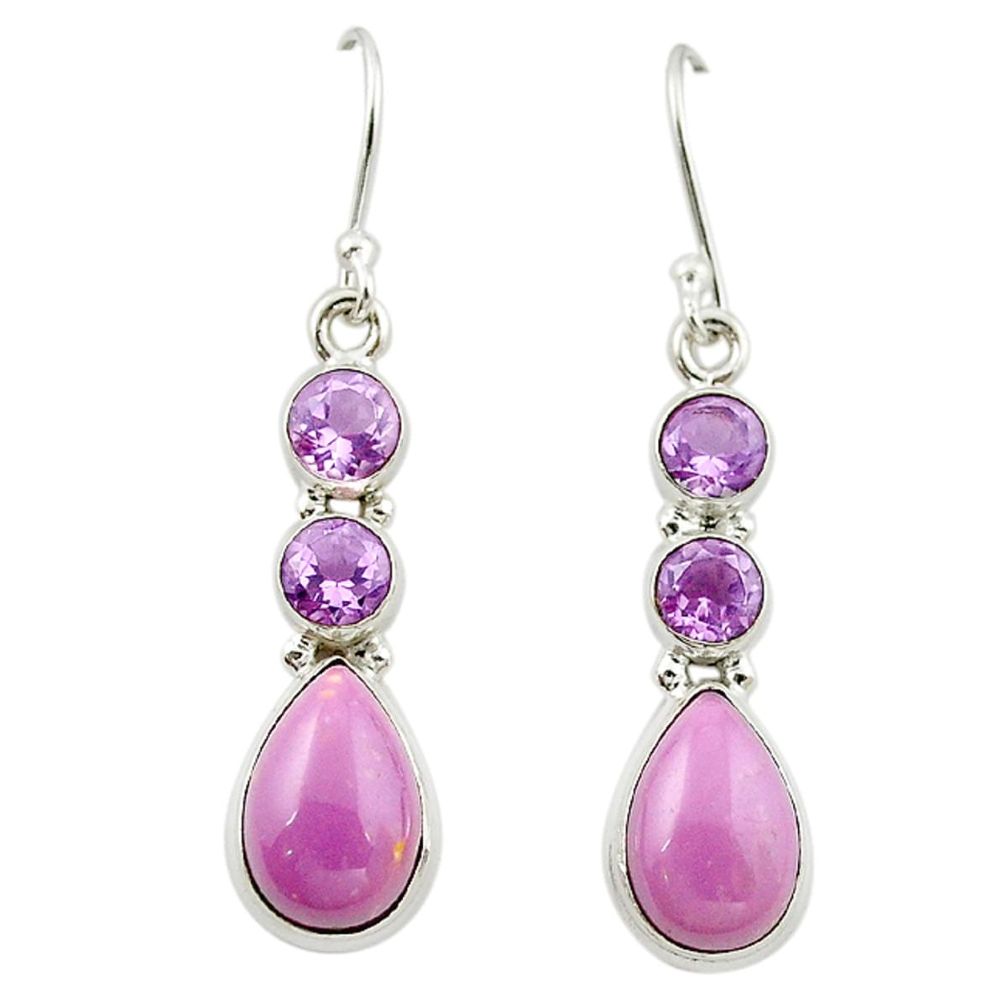 Natural purple phosphosiderite (hope stone) 925 silver dangle earrings m3335