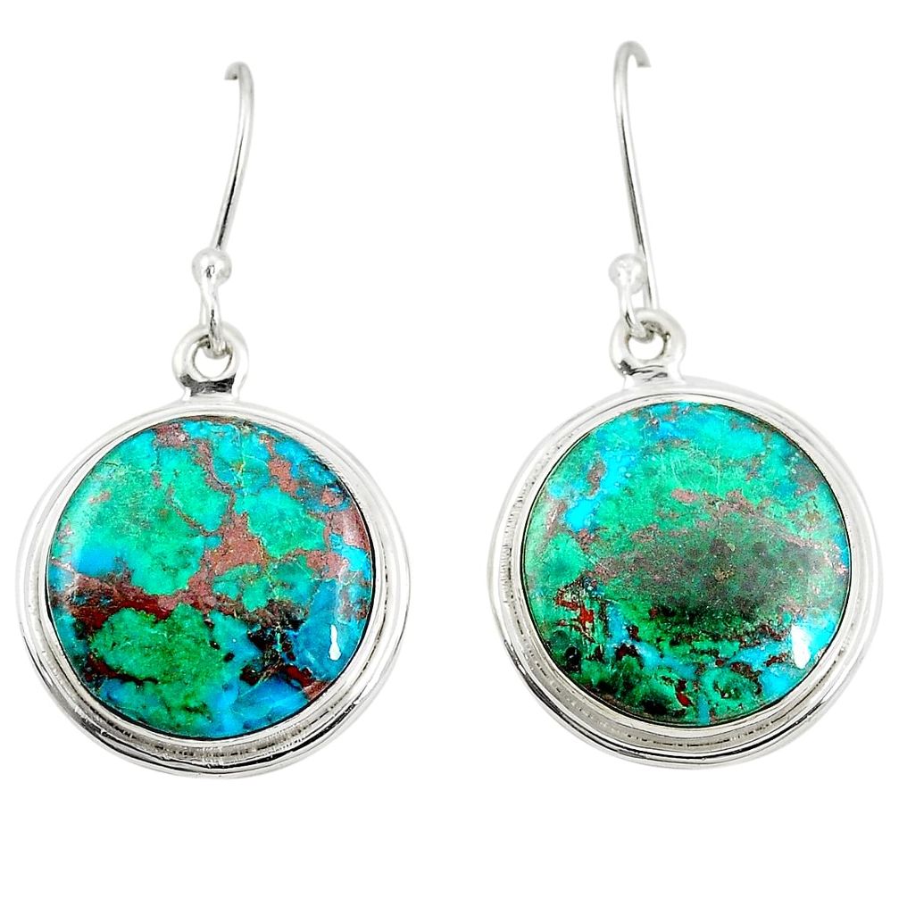 Natural green chrysocolla 925 sterling silver dangle earrings jewelry m35633