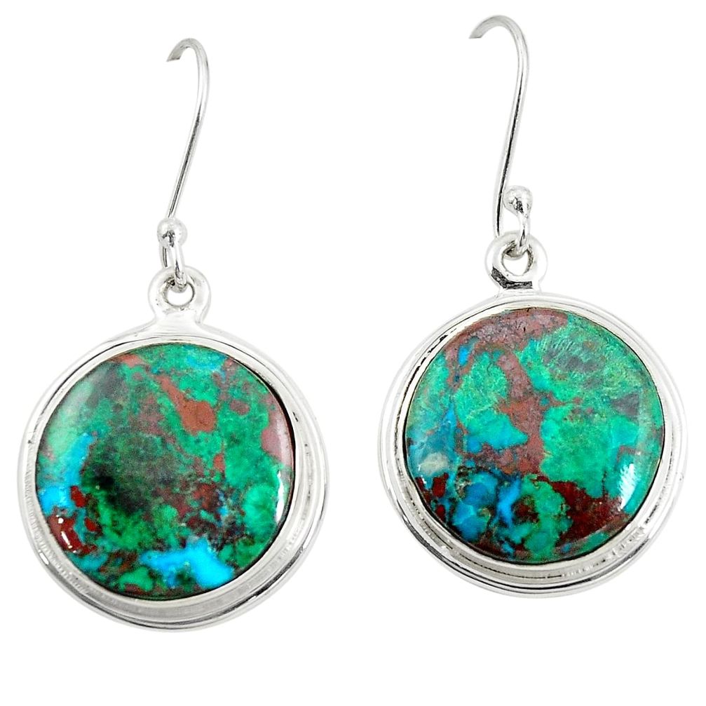 Natural green chrysocolla 925 sterling silver dangle earrings jewelry m35634