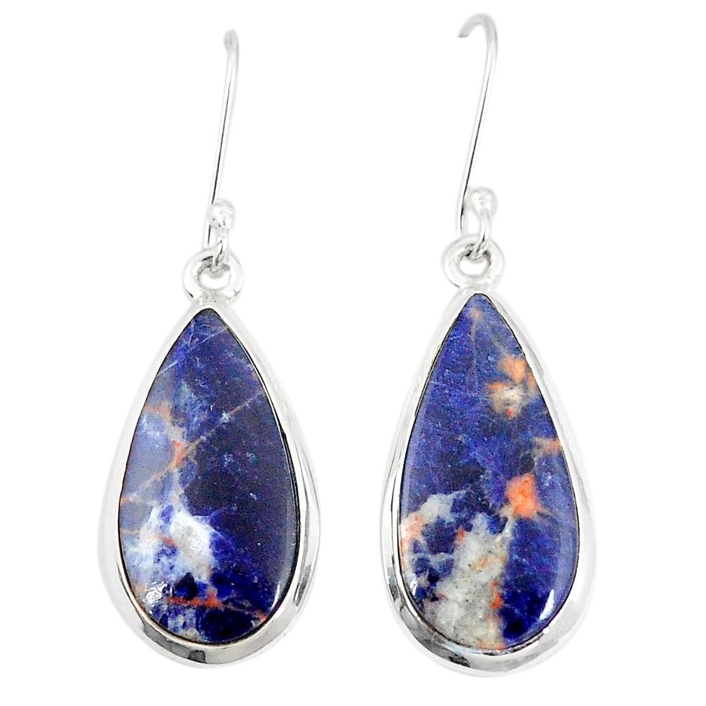 Natural orange sodalite 925 sterling silver dangle earrings m36441